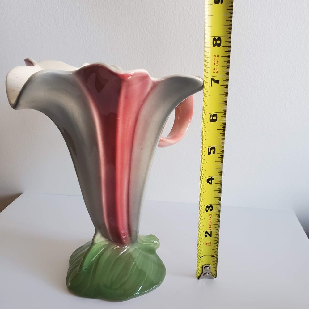 Staffordshire Lily Cornucopia vase planter hand painted porcelain floral - Picture 4 of 7